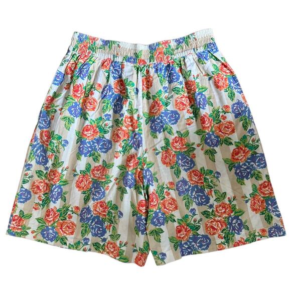 Vintage Karen Scott 90s Bermuda shorts floral print high waisted pleated size 10 - Picture 4 of 9